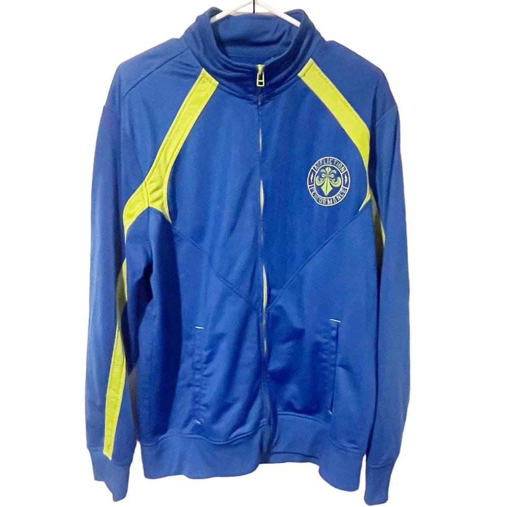 Affliction Mens Size XL Blue Yellow Stripe‎ Full Zip Track Athletic Jacket